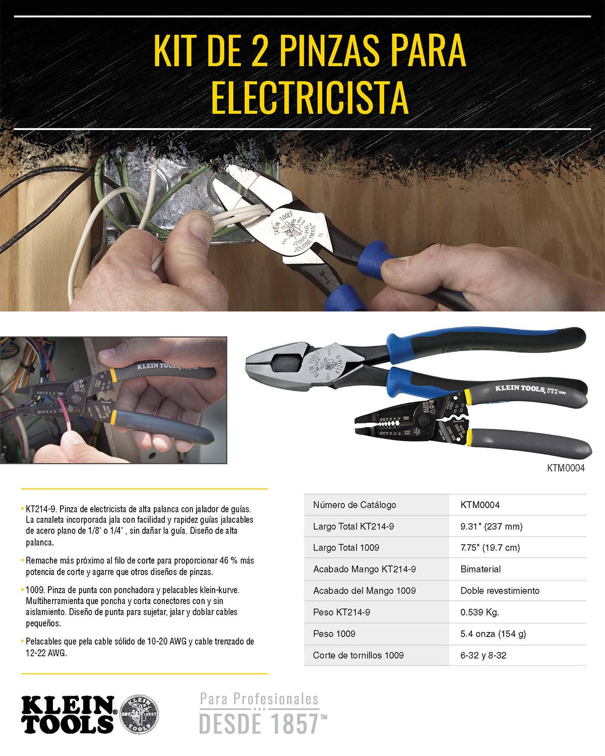 Pinzas para Electricista Klein Tools
